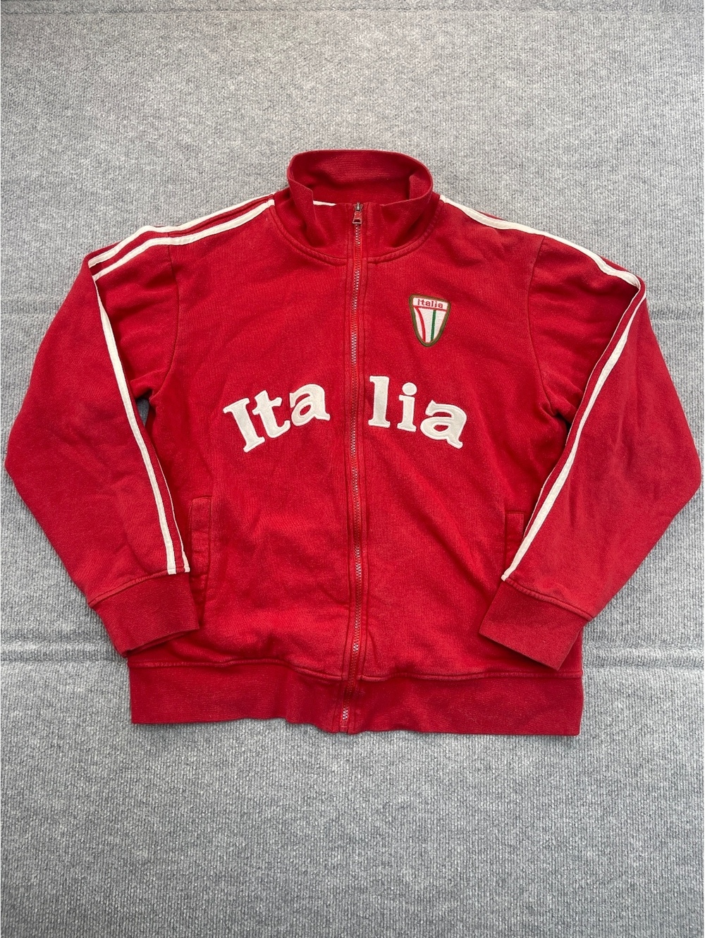 Vintage Machine Clothing Co Italia Full Zip Track Jacket Red Embroidered Patch M